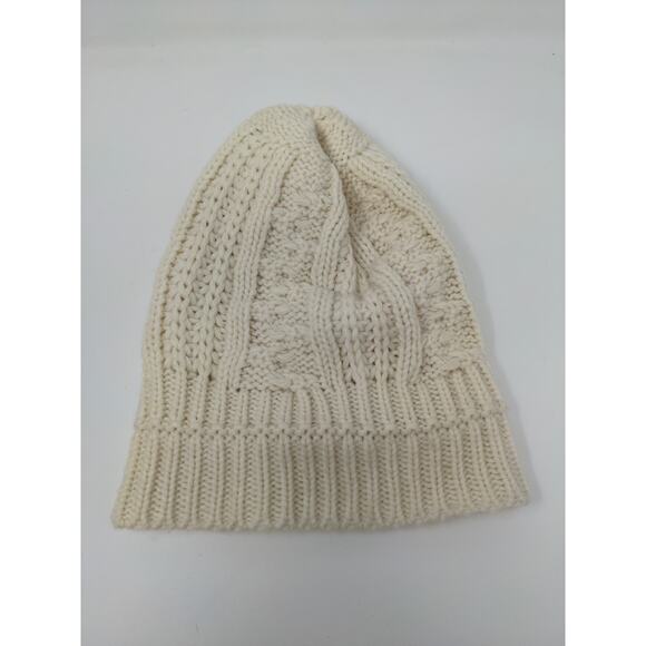 K Accessories Cable Knit Beanie Hat 100% Recycle Material Cream - Picture 7 of 9